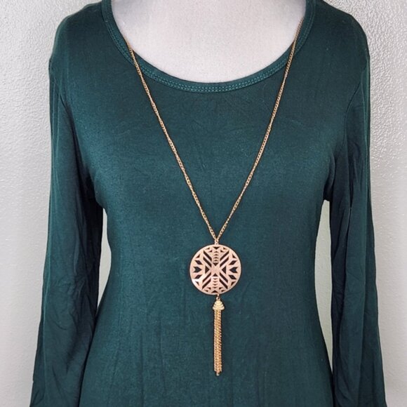 Forever Rose Green Fit & Flare Mini Dress with Removable Gold Necklace Size XL - Picture 2 of 10